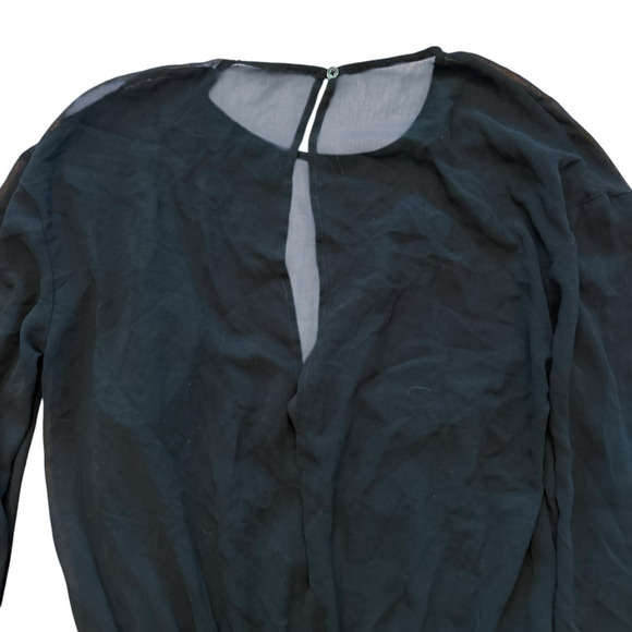 Wilfred Women's Small‎ Bodysuit Black Sheer Longsleeve Round Neck Slit Back (16) - Picture 5 of 8